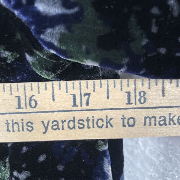 Eileen Fisher Printed Velvet Jacket Round Neck Zip Front Petite Small Blue Black - Picture 7 of 12